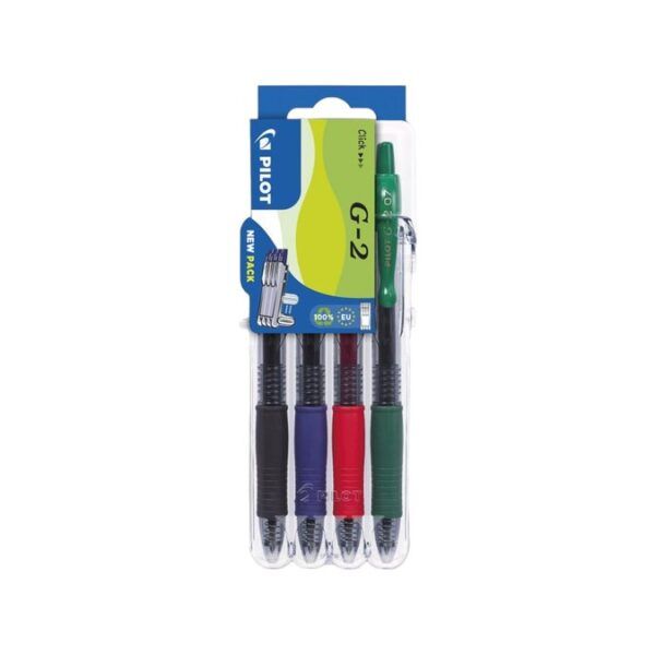 PILOT SET 2 GO (PLASTIC CASE) - G2 0.7MM X 4 PENS - BLACK, BLUE, RED, GREEN PIL-S4/0551652