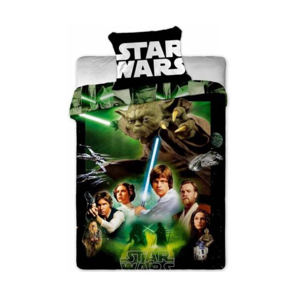 Star wars Green - Αυθεντικό Παιδικό Κάλυμμα Παπλώματος με Μαξιλαροθήκη - 140 x 200 cm