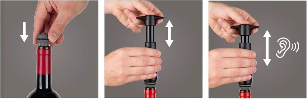 Vacu Vin 68897606 Experience Wine Set - Wine Pump Wine Pourer Waiter's Knife Replacement Stopper Black - skroutz cyprus