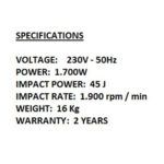 TOTAL ΗΛΕΚΤΡΙΚΟ ΣΚΑΠΤΙΚΟ ΚΑΤΕΔΑΦΙΣΤΙΚΟ SDS-HEX 1700W TH215456