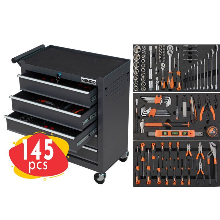 Kendo Τροχήλατος Εργαλειοφορέας με 5 Συρτάρια 62x33x74cm με 145τμχ Εργαλεία