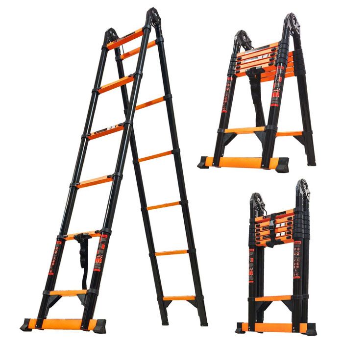 Carbon Steel Professional Multifunctional Telescopic Ladder 2X6 steps | Επαγγελματικές Σκάλες Κύπρο