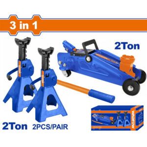 WADFOW WHJS2202 Σετ Ανύψωσης Αυτοκινήτου 3 σε 1 – Υδραυλικός Γρύλος 2 Τόνων & Τρίποδο Στήριξης 2Τ